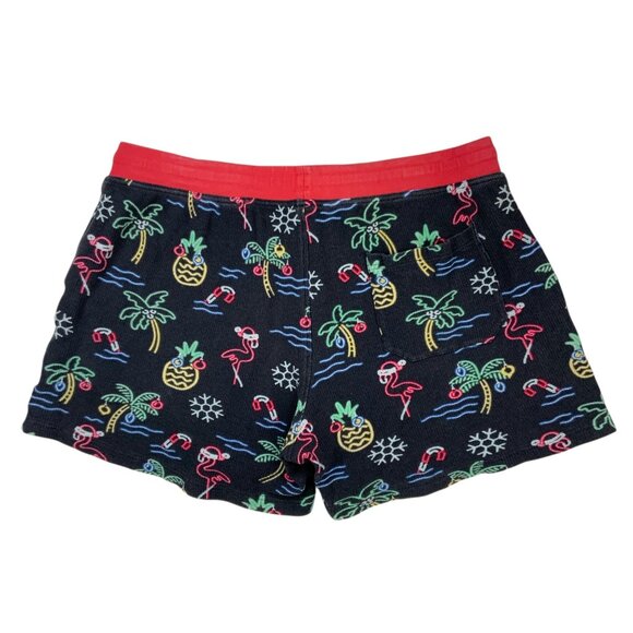 Chubbies Lounge The Candy Cane Lanes Shorts L Black Waffle Knit Tropical Holiday - Picture 11 of 12